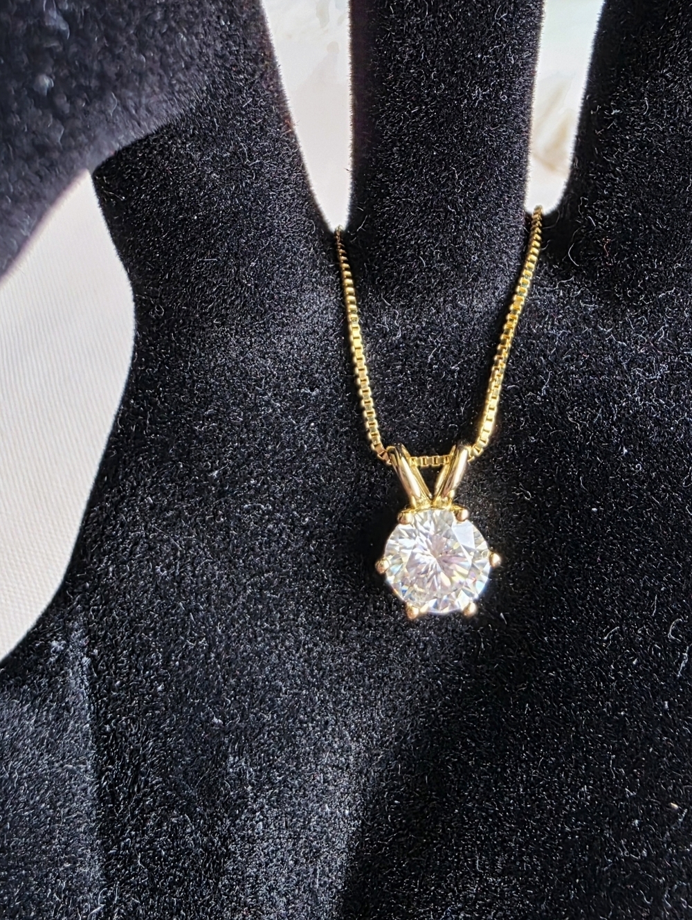 2 ct round-cut diamond stimulate Moissanite solitaire pendant set Chain necklace - Picture 4 of 14